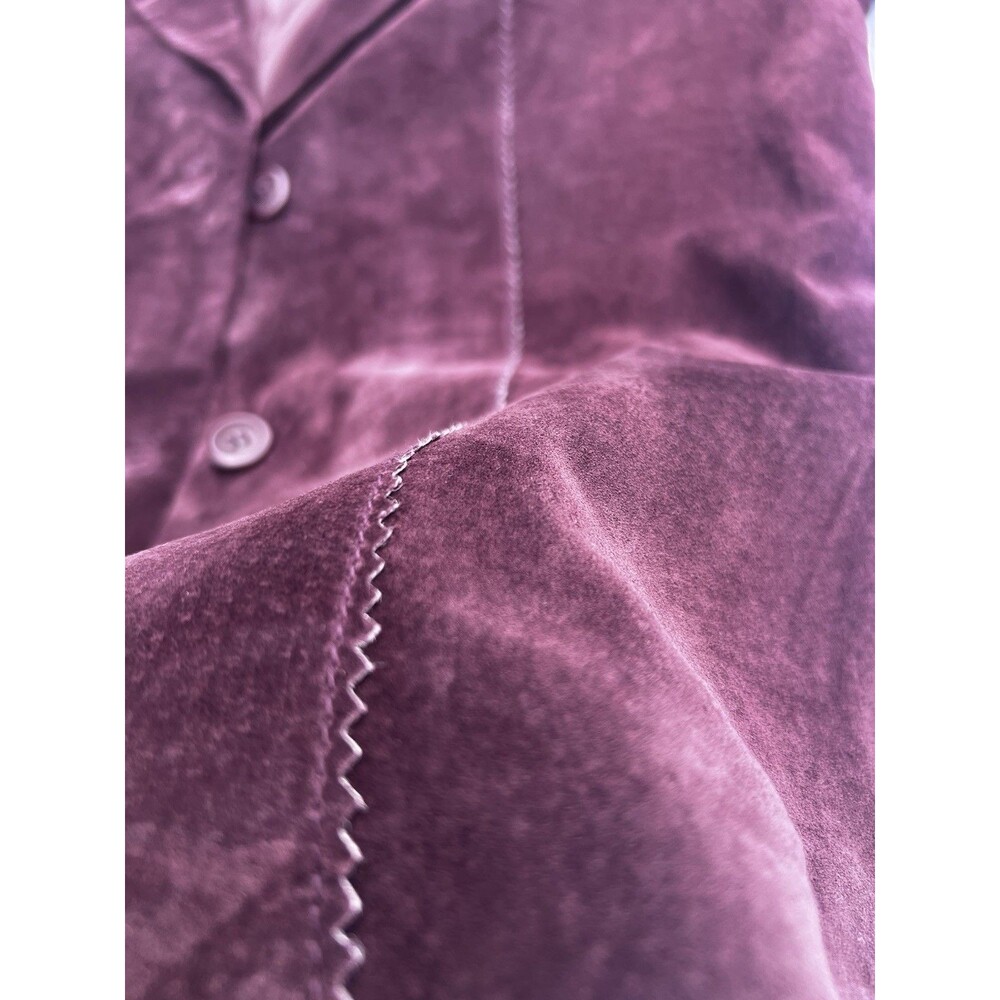 Vintage 90s Allan Denis Burgundy Suede 100% Leather Blazer Jacket Women’s M - Picture 14 of 16